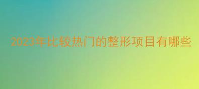 2023年比较热门的整形项目有哪些